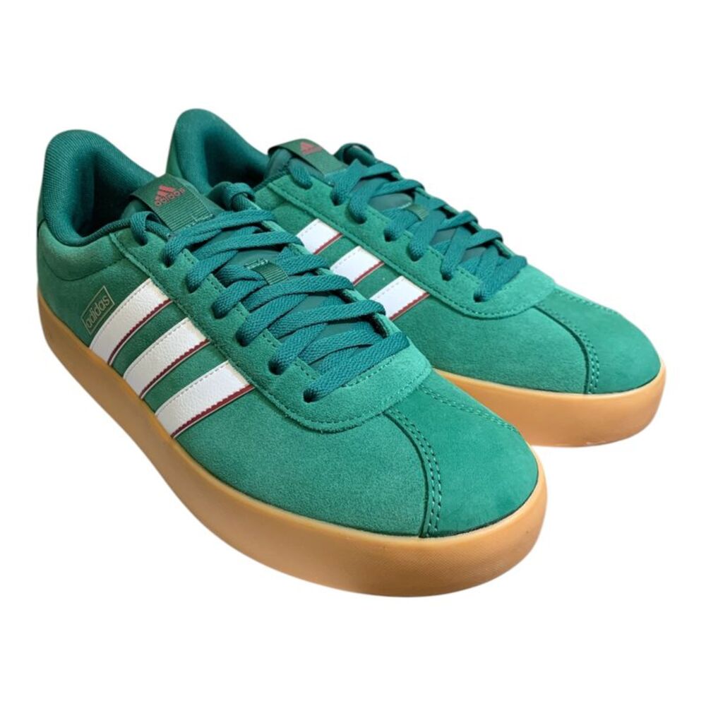 Adidas Men's "VL Court 3.0" Cushioned Casual Court Sneaker - Green/Suede
